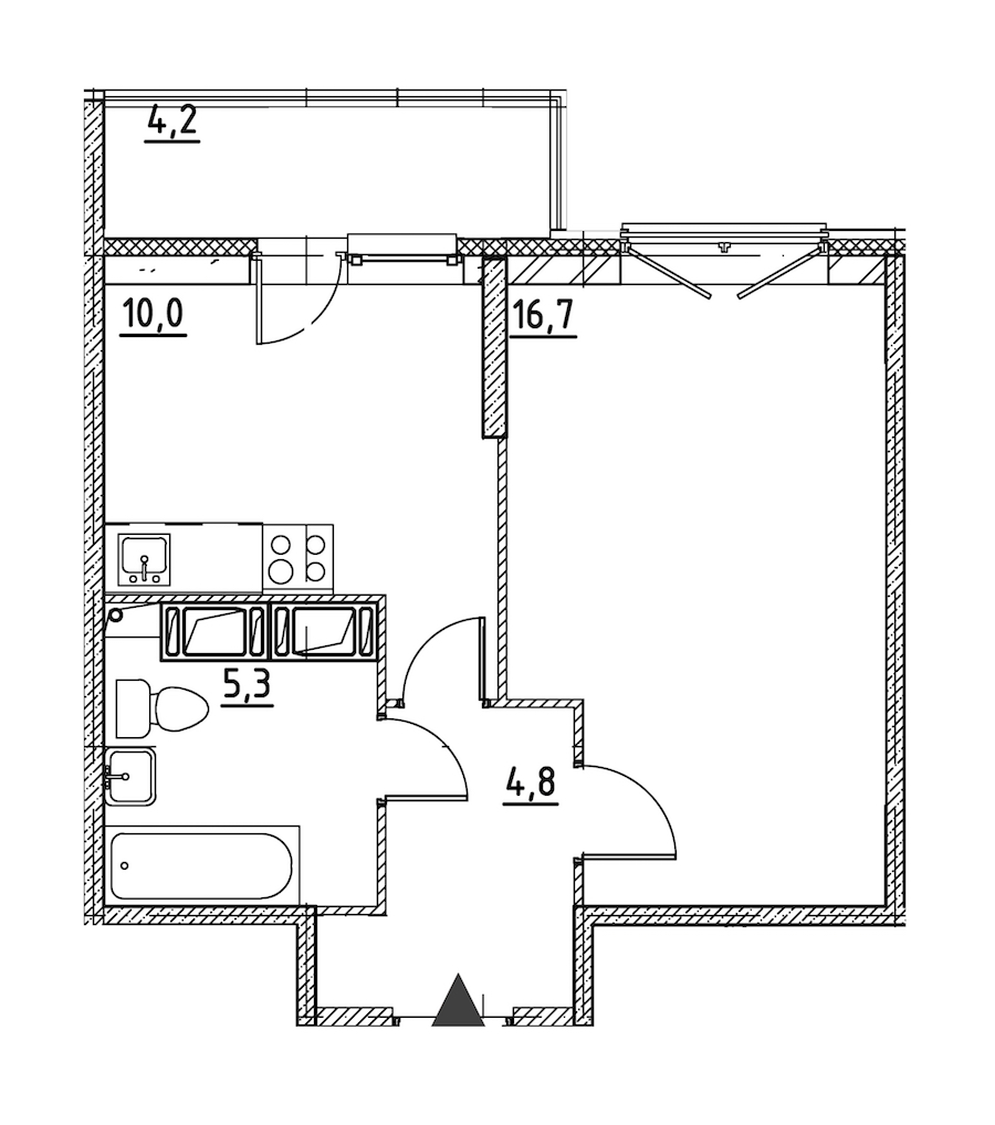 1-комнатная квартира 38.9 м², 2/12 эт., ЖК «Квартал Che»